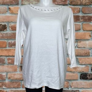 Karen Scott Plus boatneck laced top, NWT, 2X